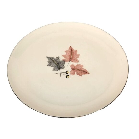 Trio by Lenox X-446  Gray & Pink Leaves, Coupe, Platinum Trim 1954-1968 MCM - Picture 9 of 9